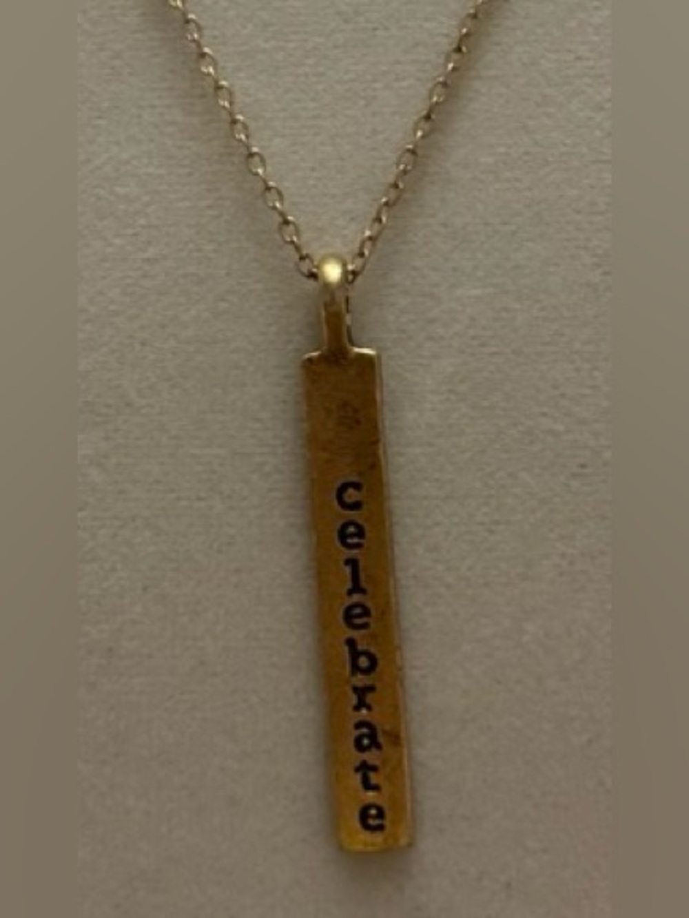Gold 'Celebrate' Vertical Bar Pendant Necklace - Adjustable